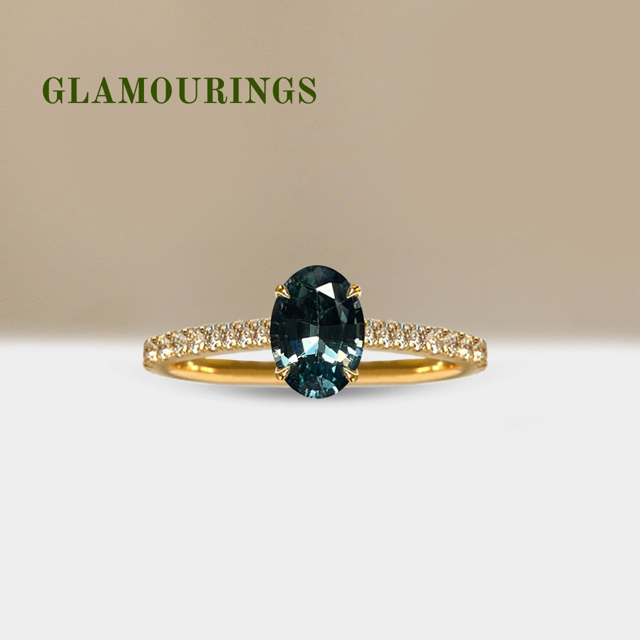 1.14ct Oval Teal Sapphire Engagement Ring