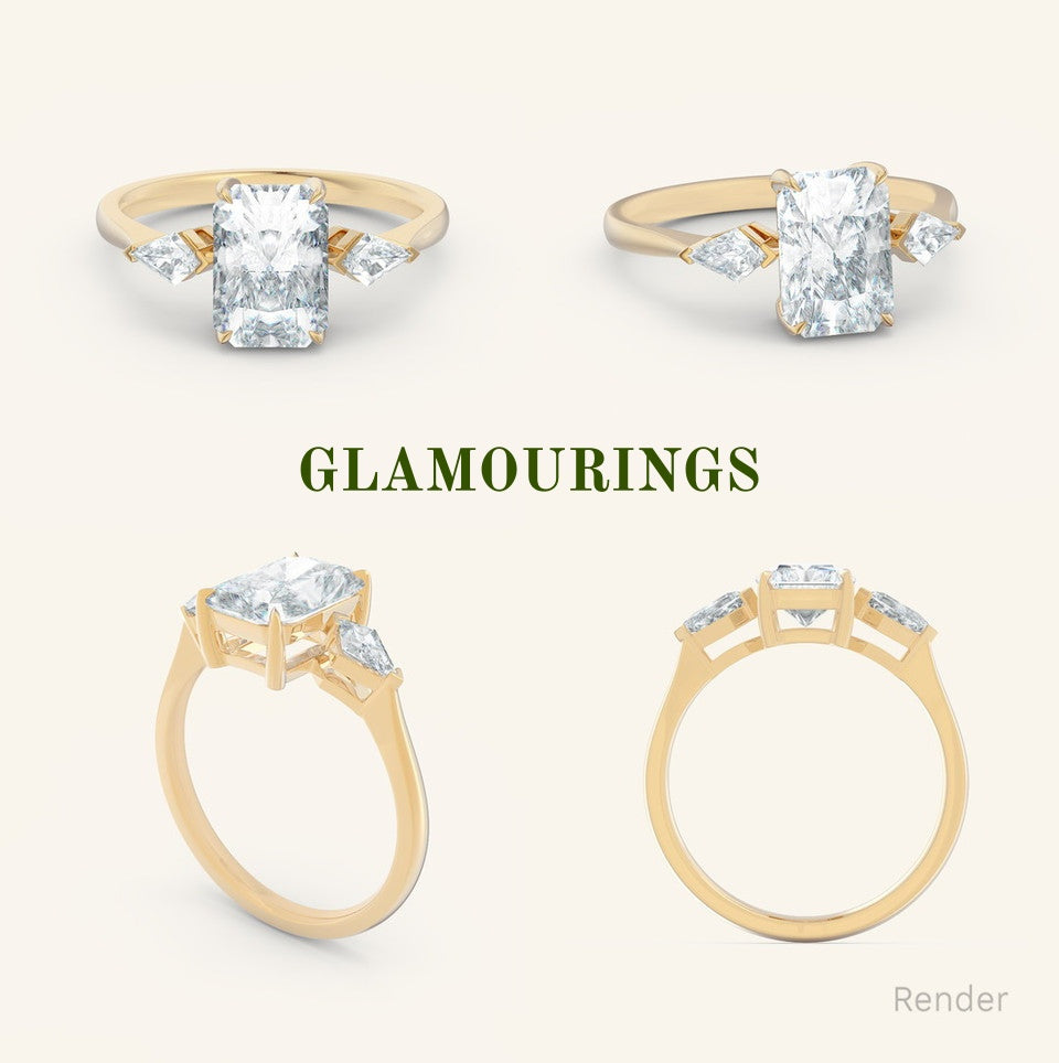 1.7ct Radiant Peach Sapphire Engagement Ring