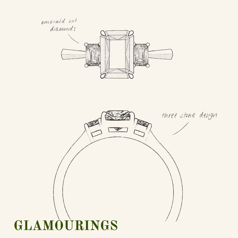 1.01ct Emerald Cut Teal Sapphire Engagement Ring