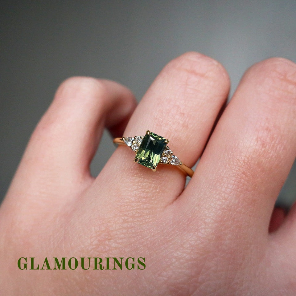 1.07ct Radiant Australian Parti Teal Sapphire Engagement Ring