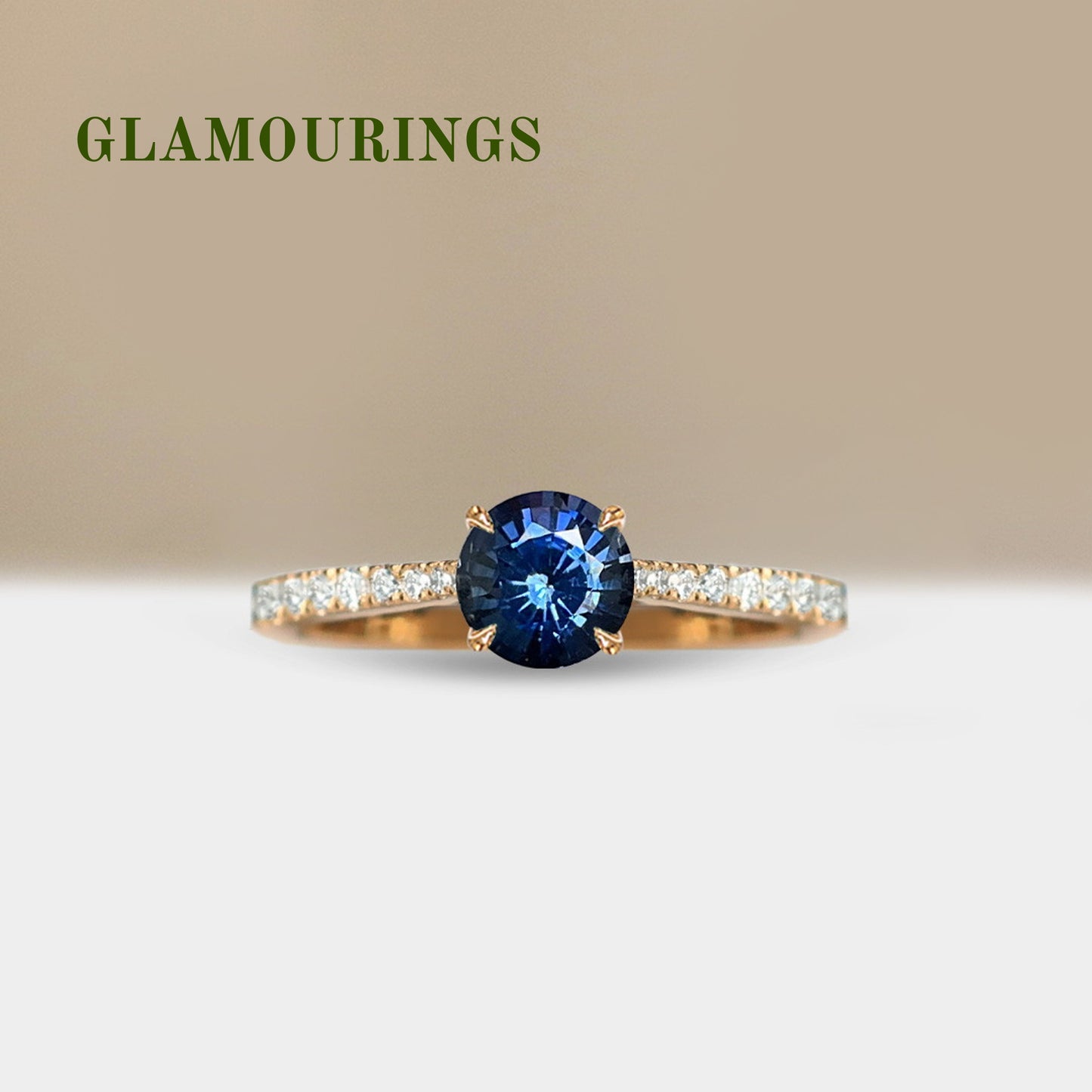 1.02ct Round Blue Sapphire Engagement Ring