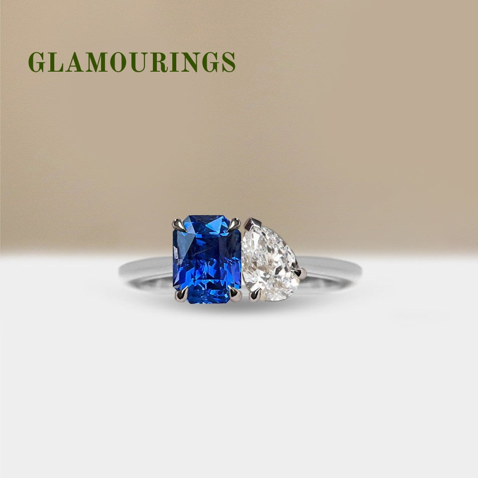 1.2ct Radiant Blue Sapphire Engagement Ring