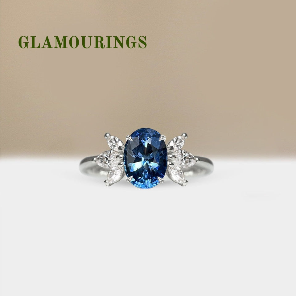 1.46ct Oval Blue Sapphire Engagement Ring