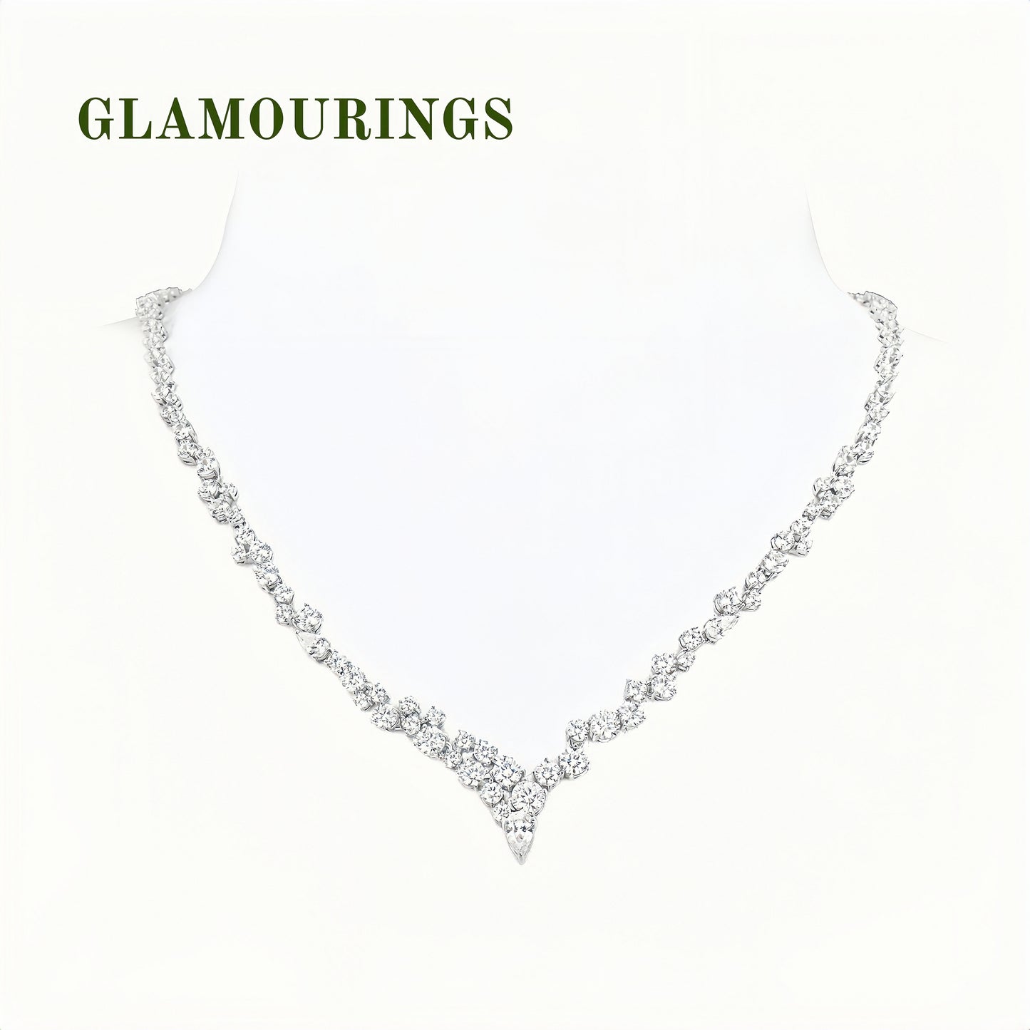 Elegant V-Shape Moissanite Tennis Necklace