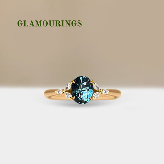 1.09ct Oval Teal Sapphire Engagement Ring