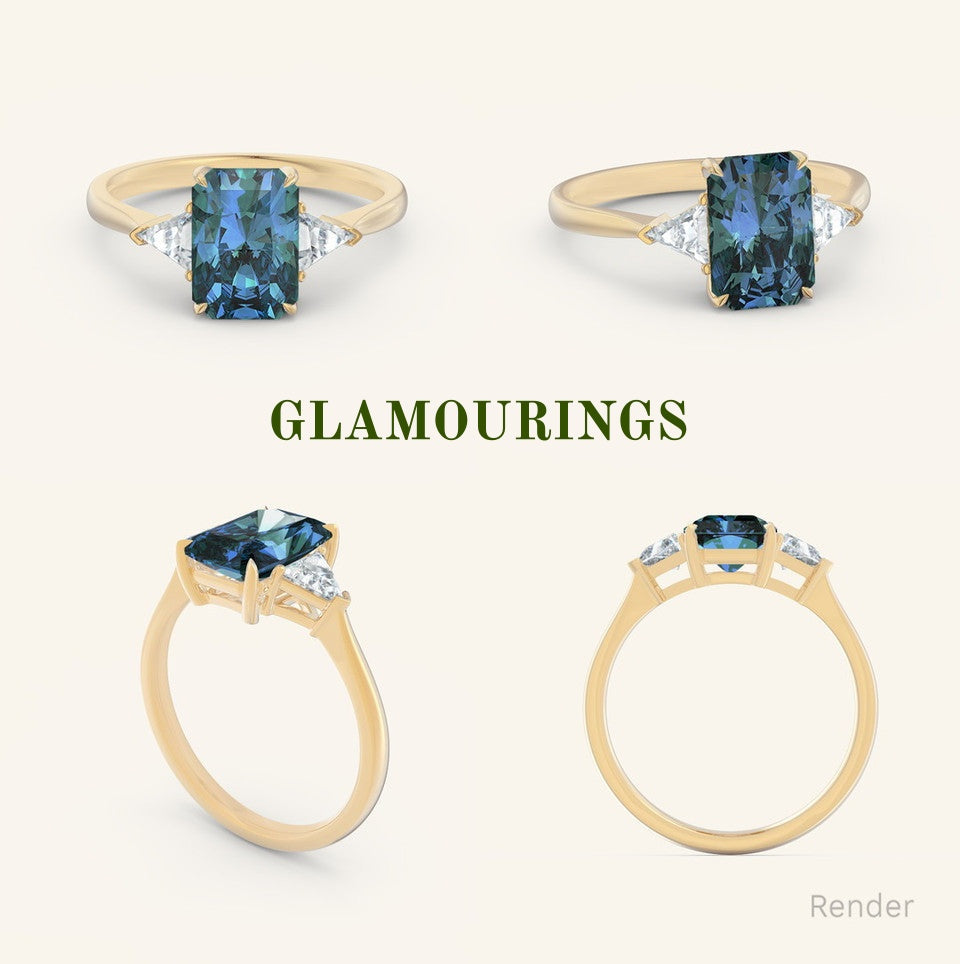 1.5ct Radiant Teal Sapphire Engagement Ring
