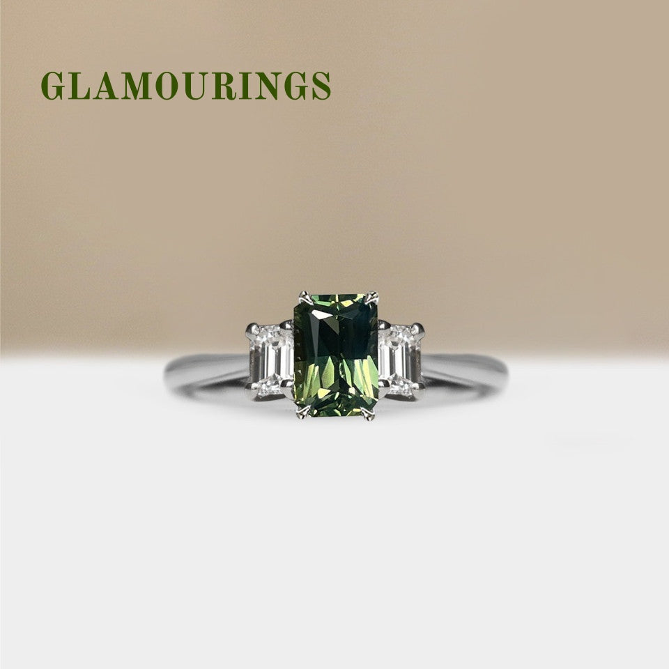 1.07ct Radiant Australian Parti Teal Sapphire Engagement Ring