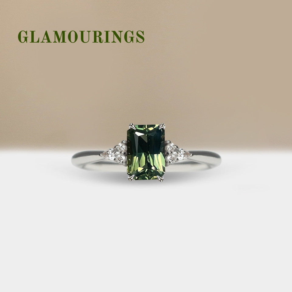 1.07ct Radiant Australian Parti Teal Sapphire Engagement Ring