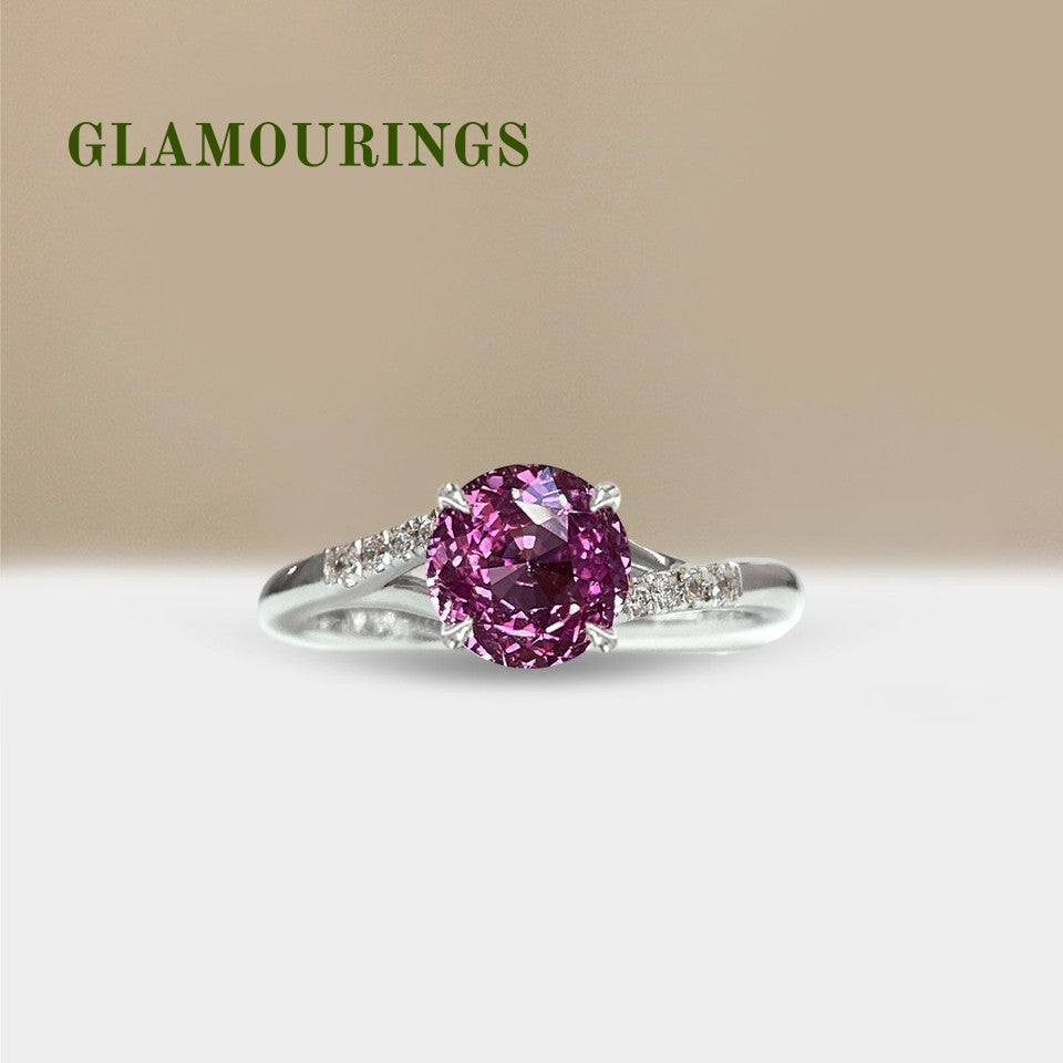 1.51ct Round Peach Sapphire Engagement Ring