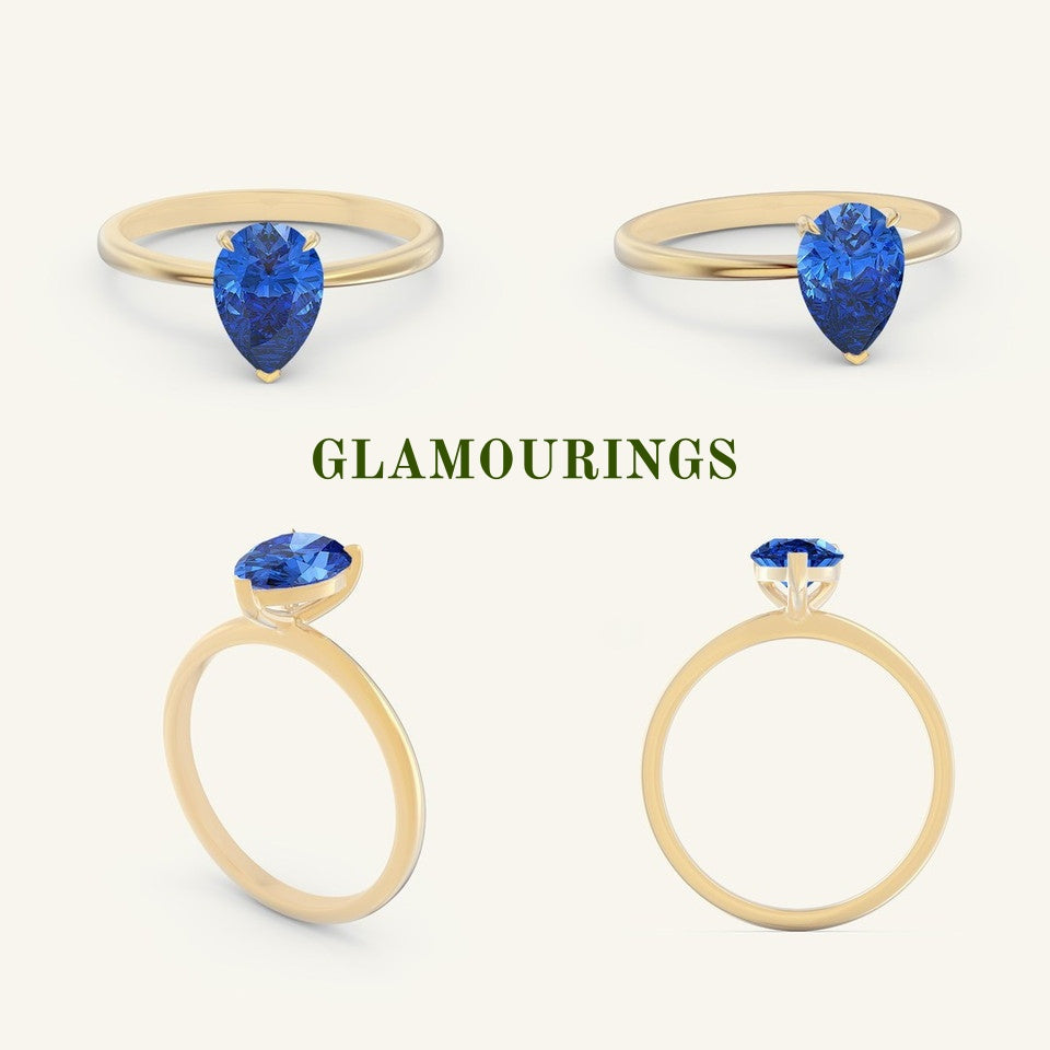1.2ct Pear Blue Sapphire Engagement Ring