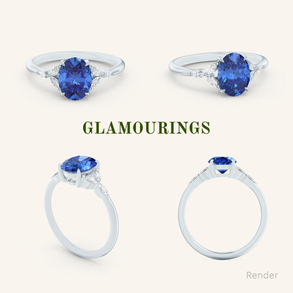 1.06ct Oval Blue Sapphire Engagement Ring