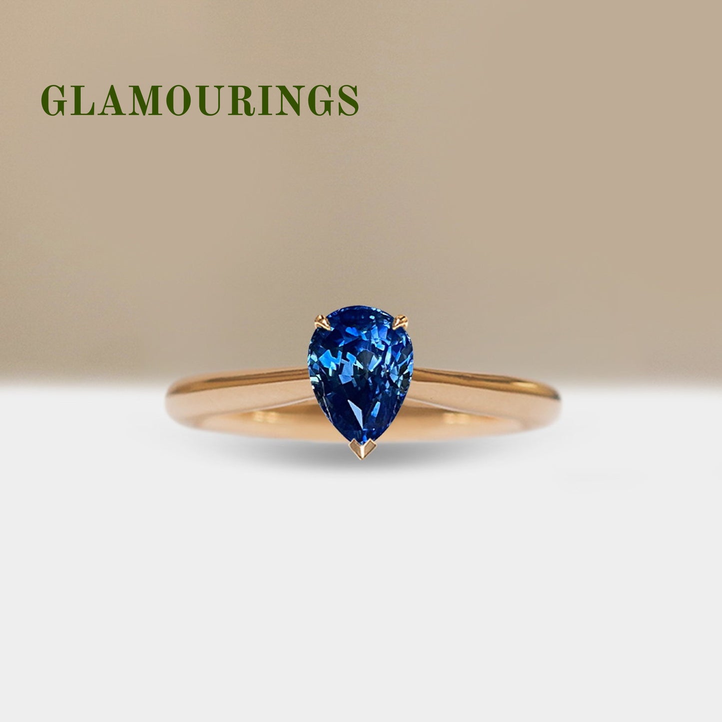 1.2ct Pear Blue Sapphire Engagement Ring