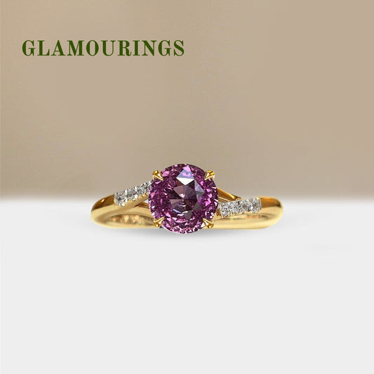 1.34ct Round Peach Sapphire Engagement Ring