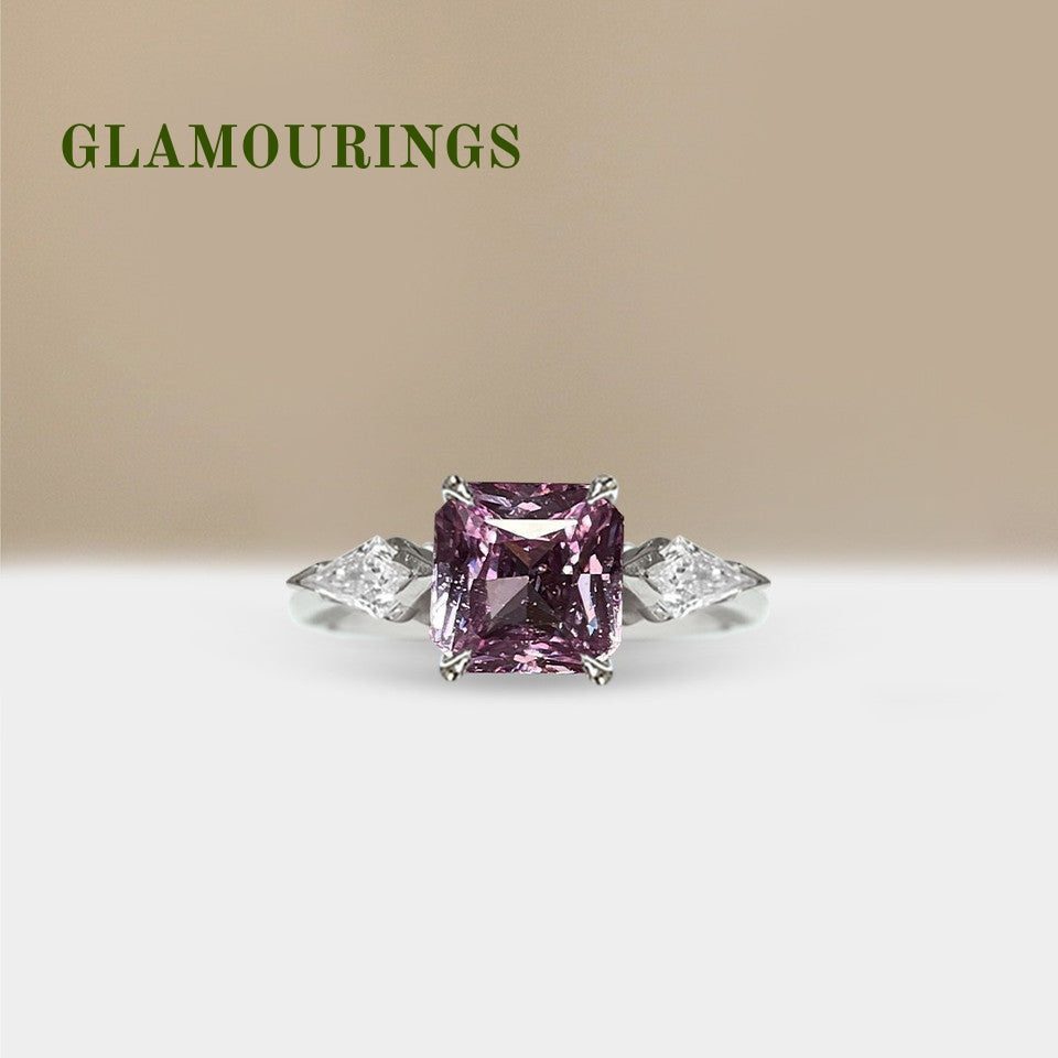 1.7ct Radiant Peach Sapphire Engagement Ring
