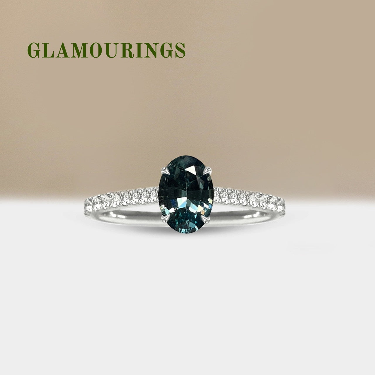 1.14ct Oval Teal Sapphire Engagement Ring