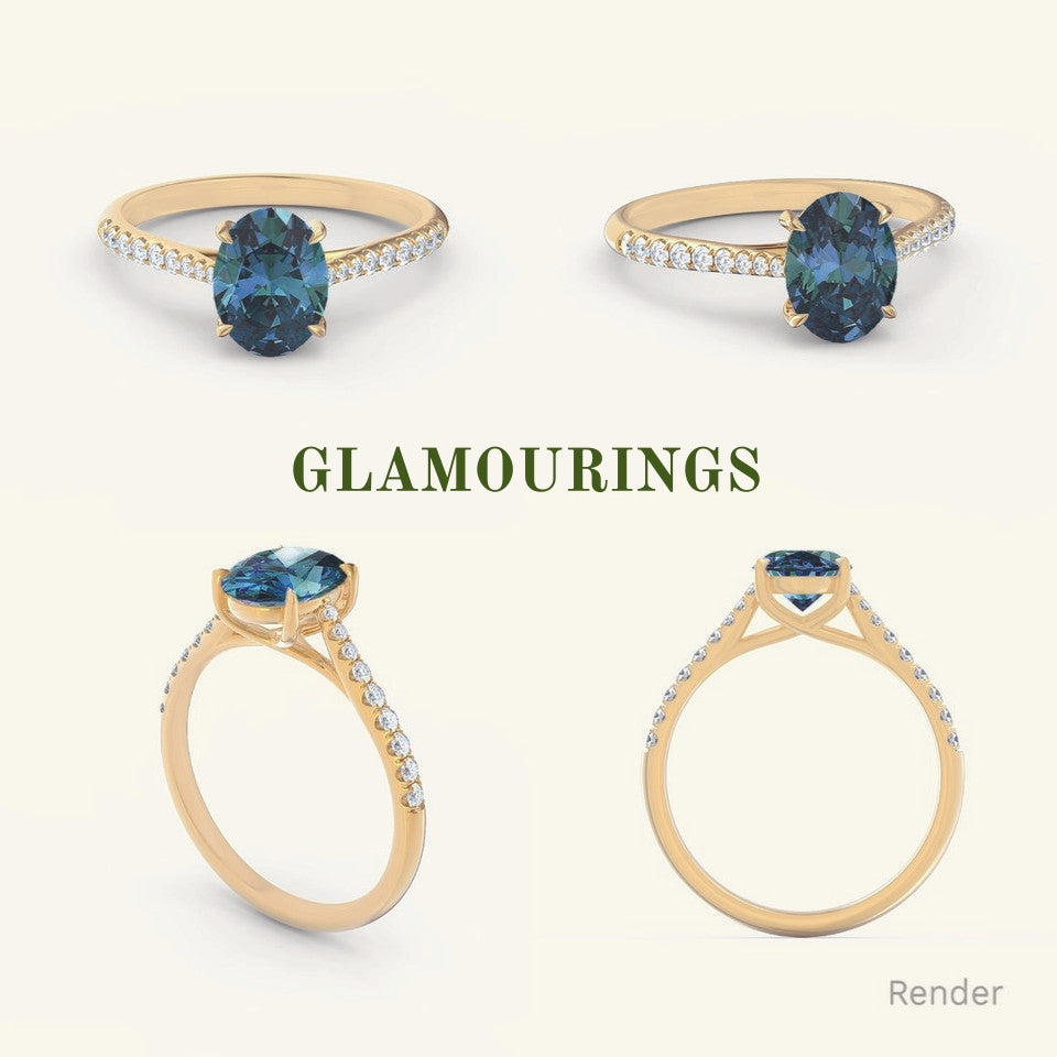 1.14ct Oval Teal Sapphire Engagement Ring