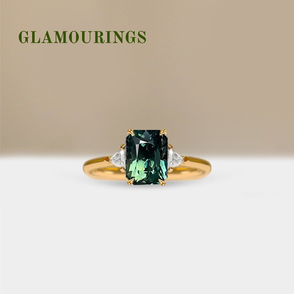 1.5ct Radiant Teal Sapphire Engagement Ring