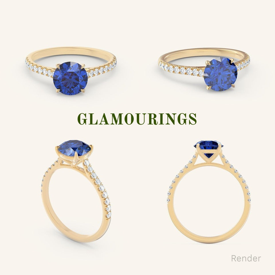 1.02ct Round Blue Sapphire Engagement Ring
