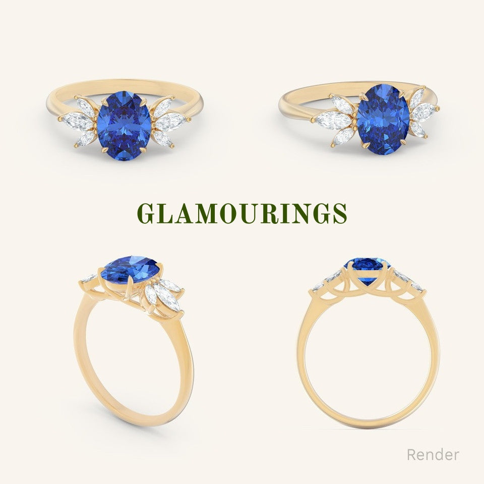 1.46ct Oval Blue Sapphire Engagement Ring