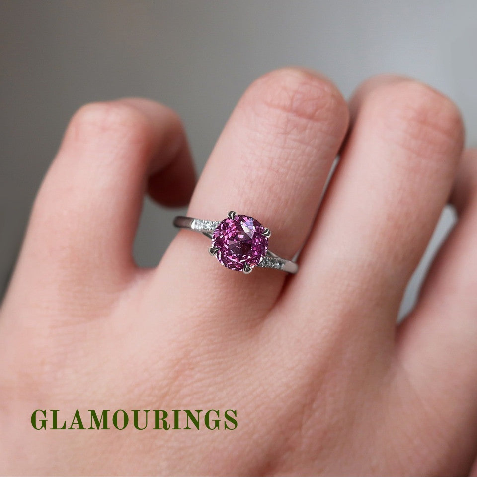 1.51ct Round Peach Sapphire Engagement Ring