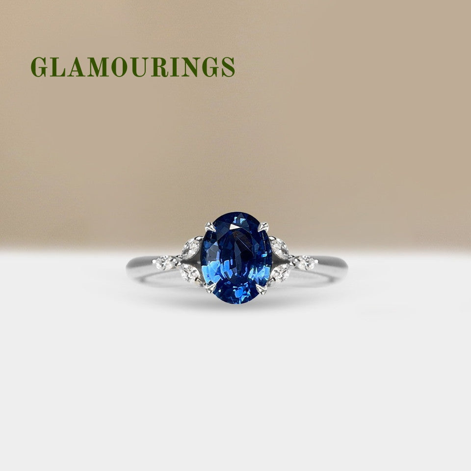 1.06ct Oval Blue Sapphire Engagement Ring