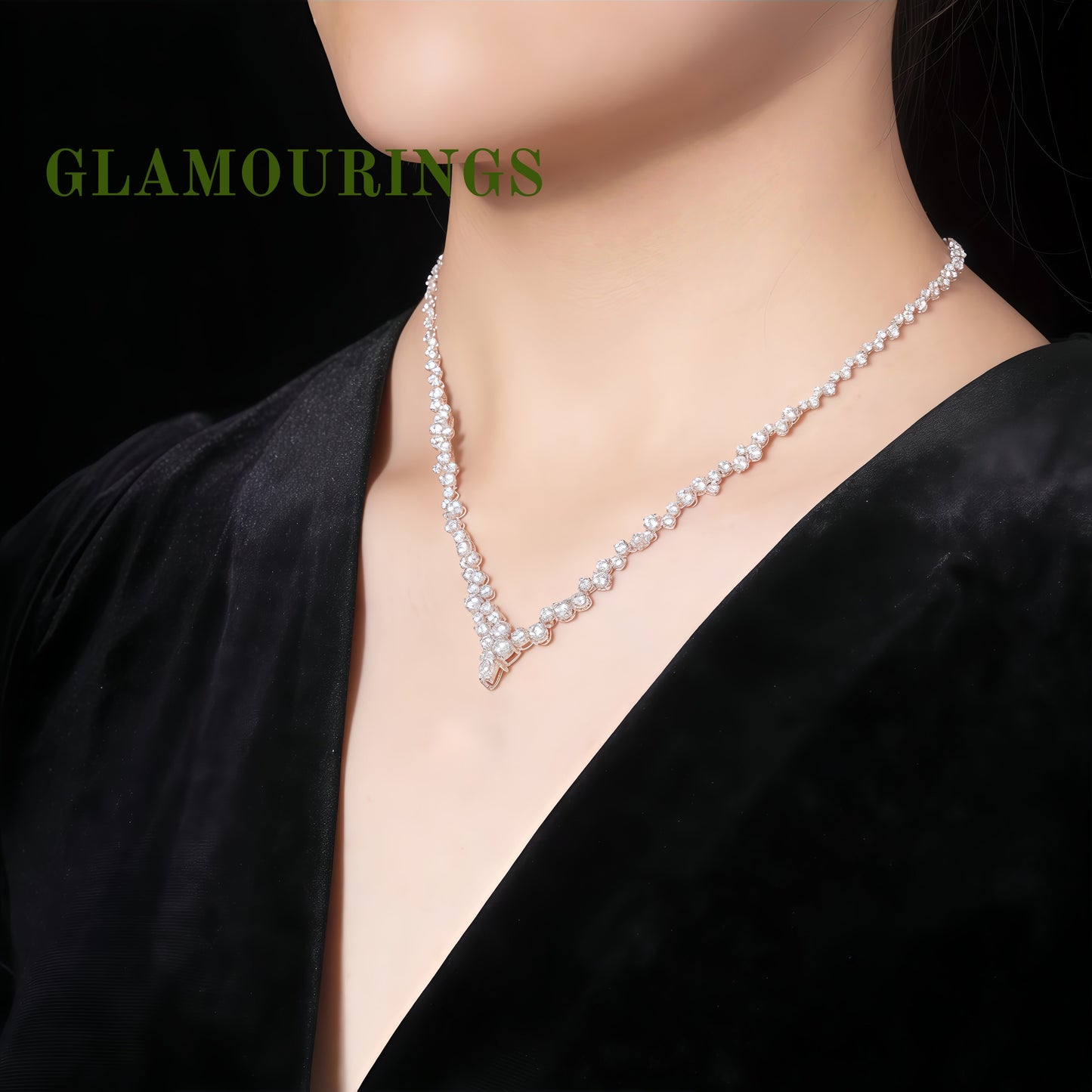 Elegant V-Shape Moissanite Tennis Necklace