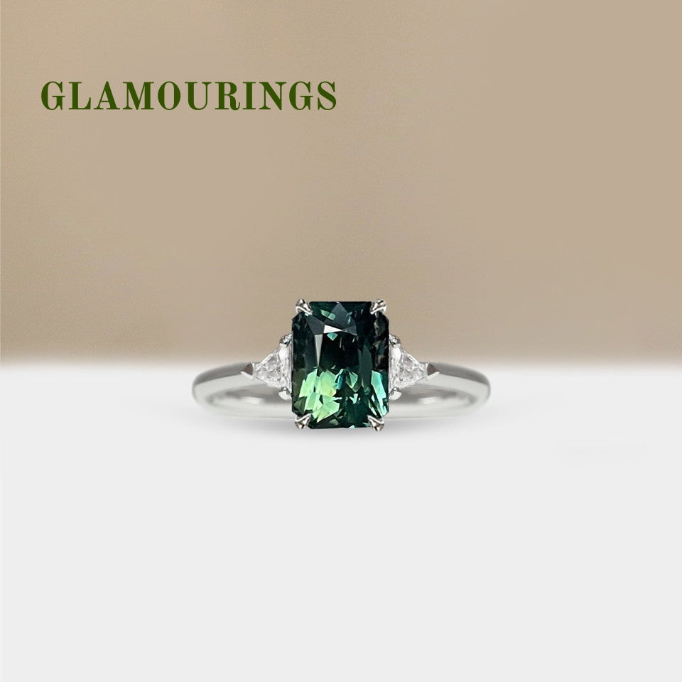1.5ct Radiant Teal Sapphire Engagement Ring