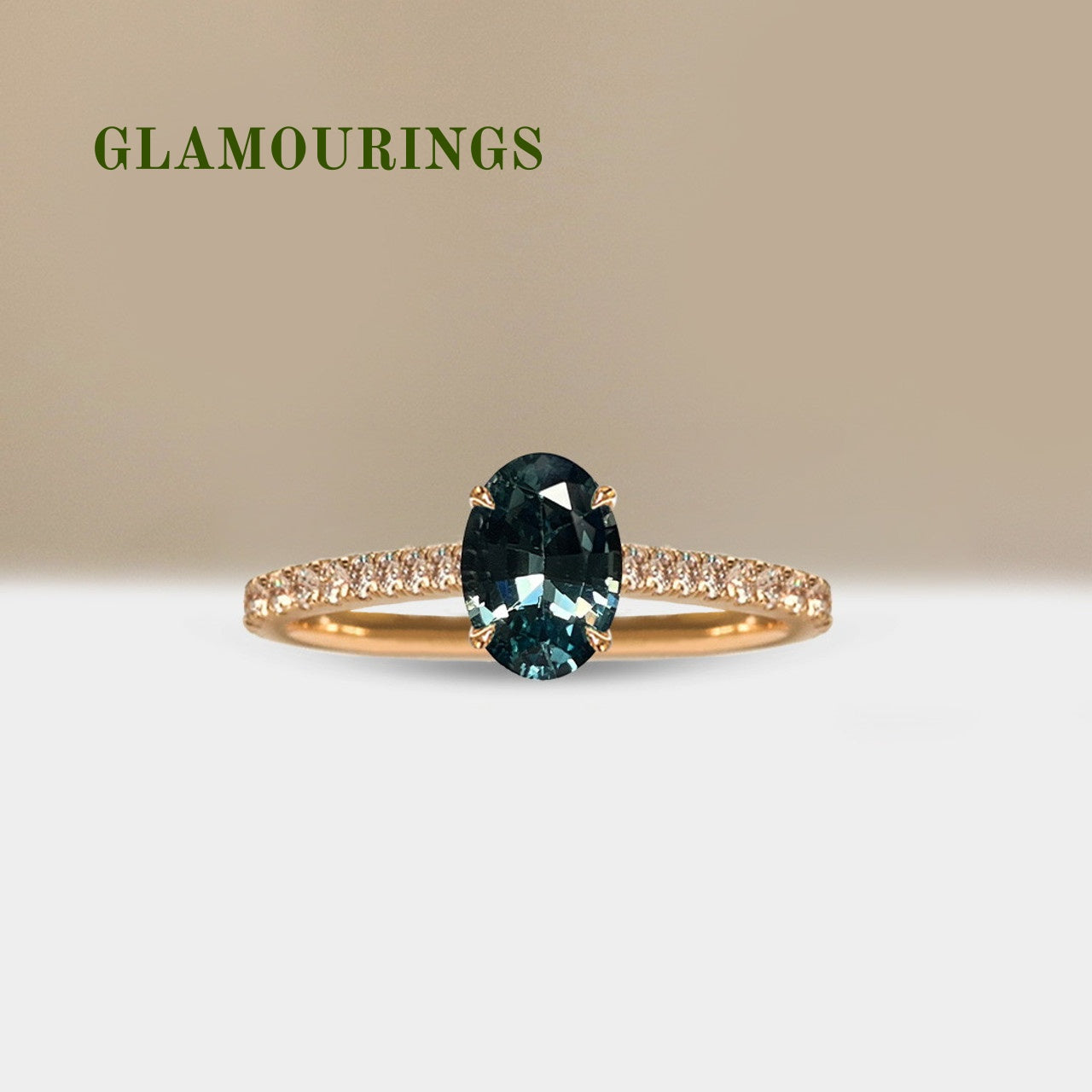 1.14ct Oval Teal Sapphire Engagement Ring