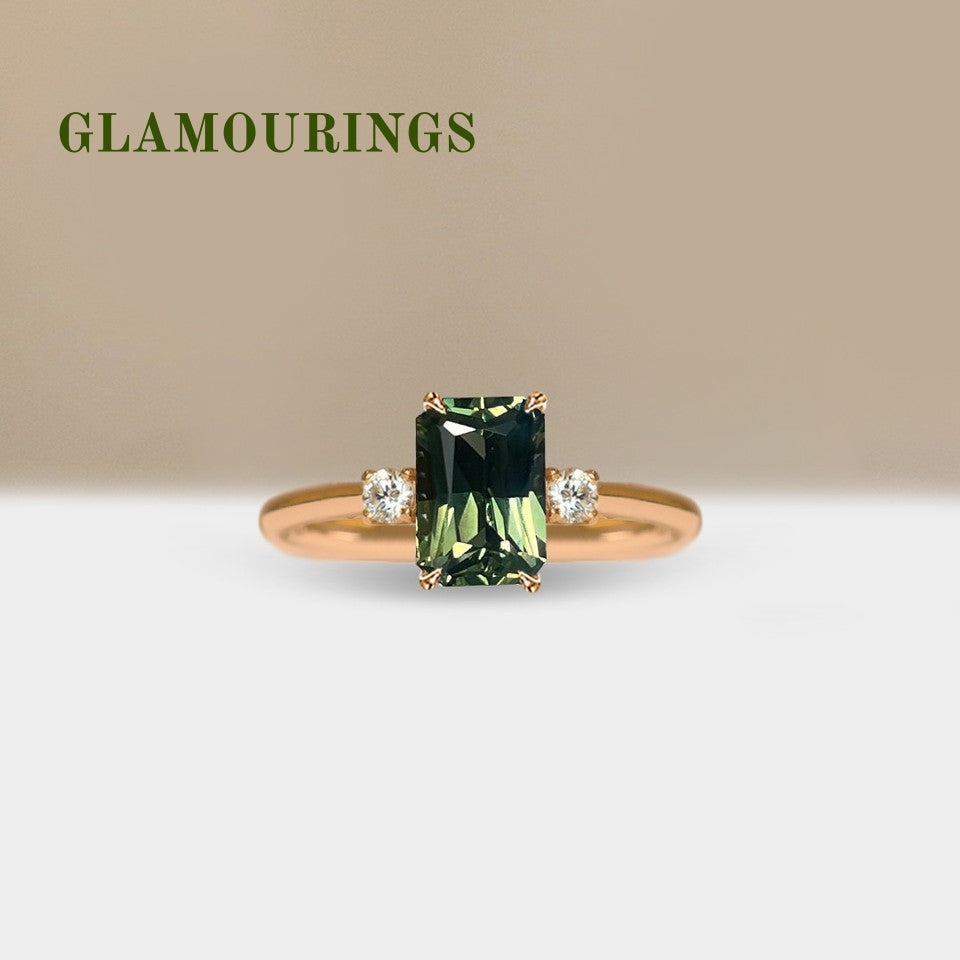 1.07ct Radiant Australian Parti Teal Sapphire Engagement Ring