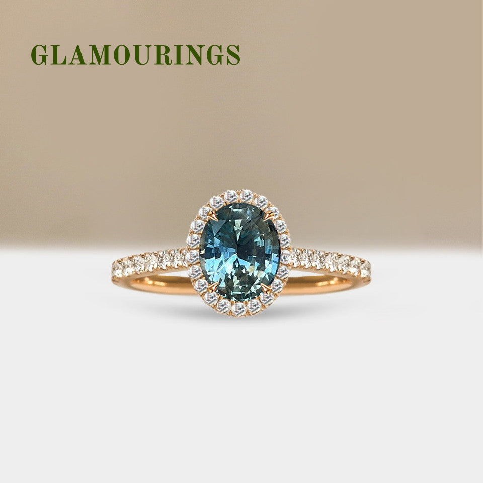 1.45ct Radiant Australian Parti Teal Sapphire Engagement Ring