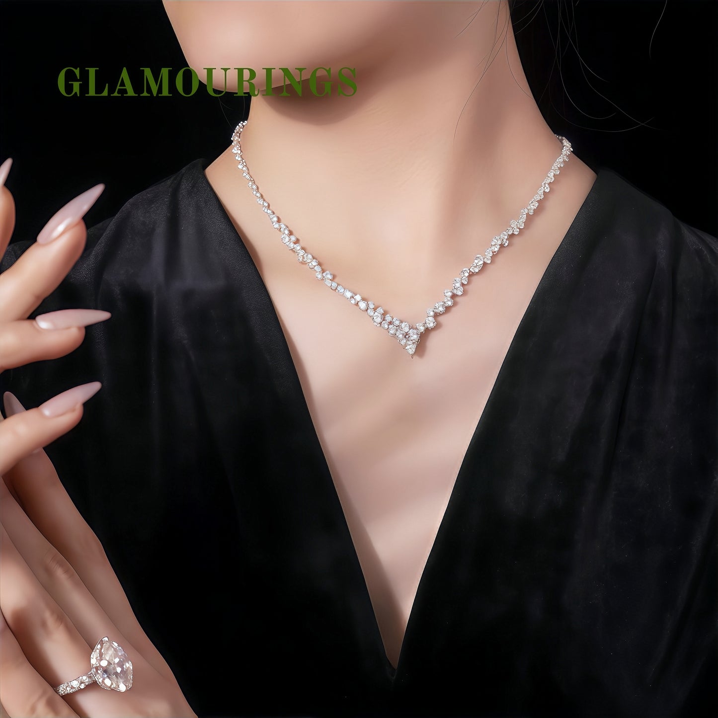 Elegant V-Shape Moissanite Tennis Necklace