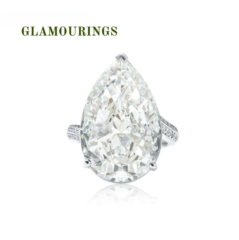 GLAMOURINGS teardrop-shaped large-carat diamond ring