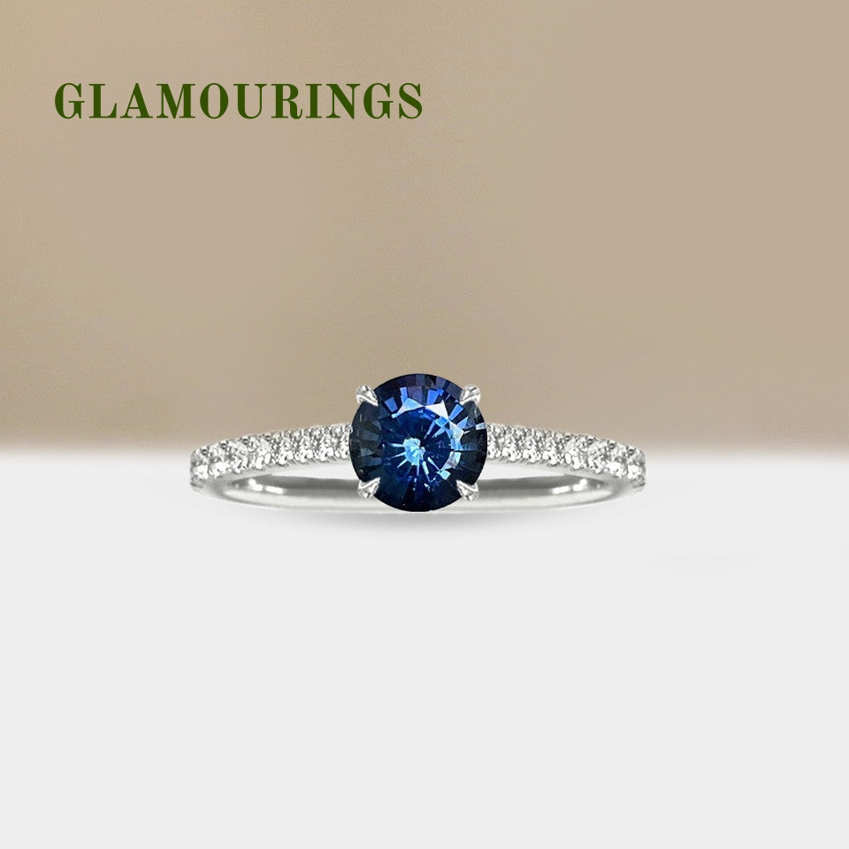 1.02ct Round Blue Sapphire Engagement Ring