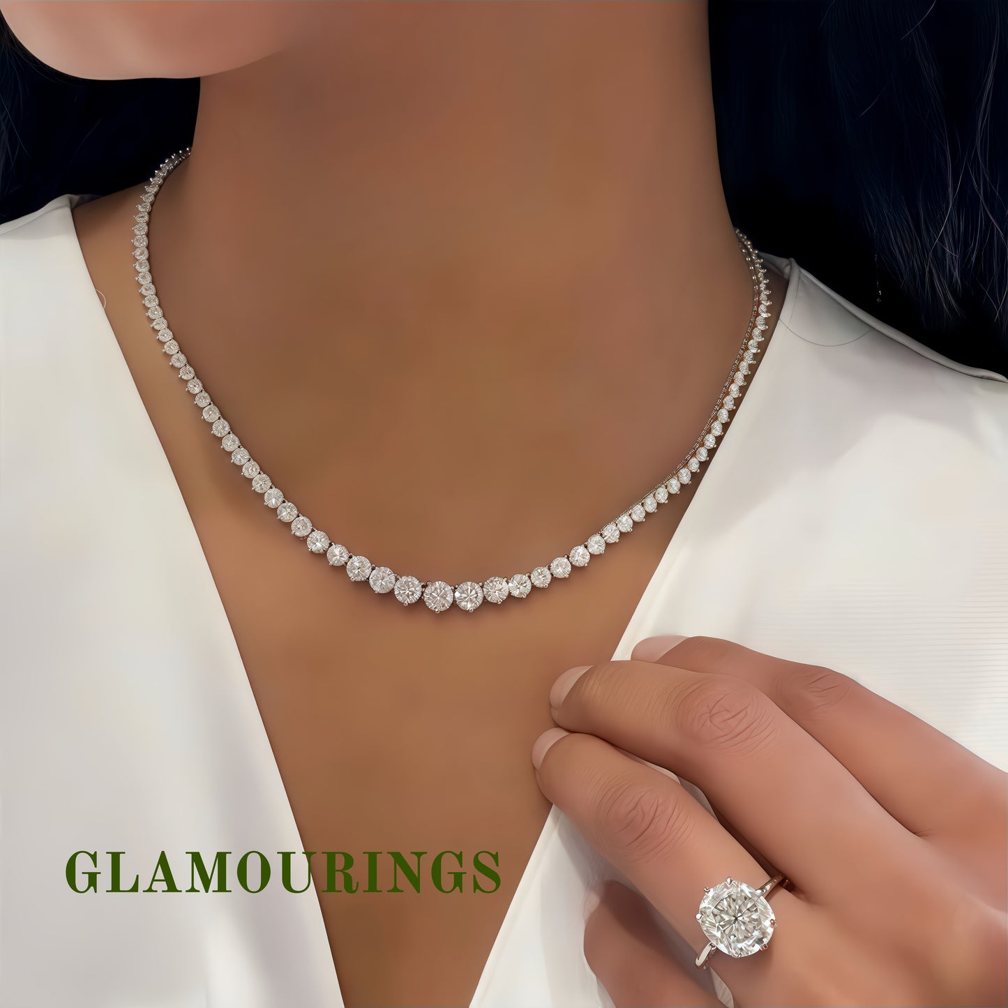 Elegant Graduated Moissanite Tennis Necklace