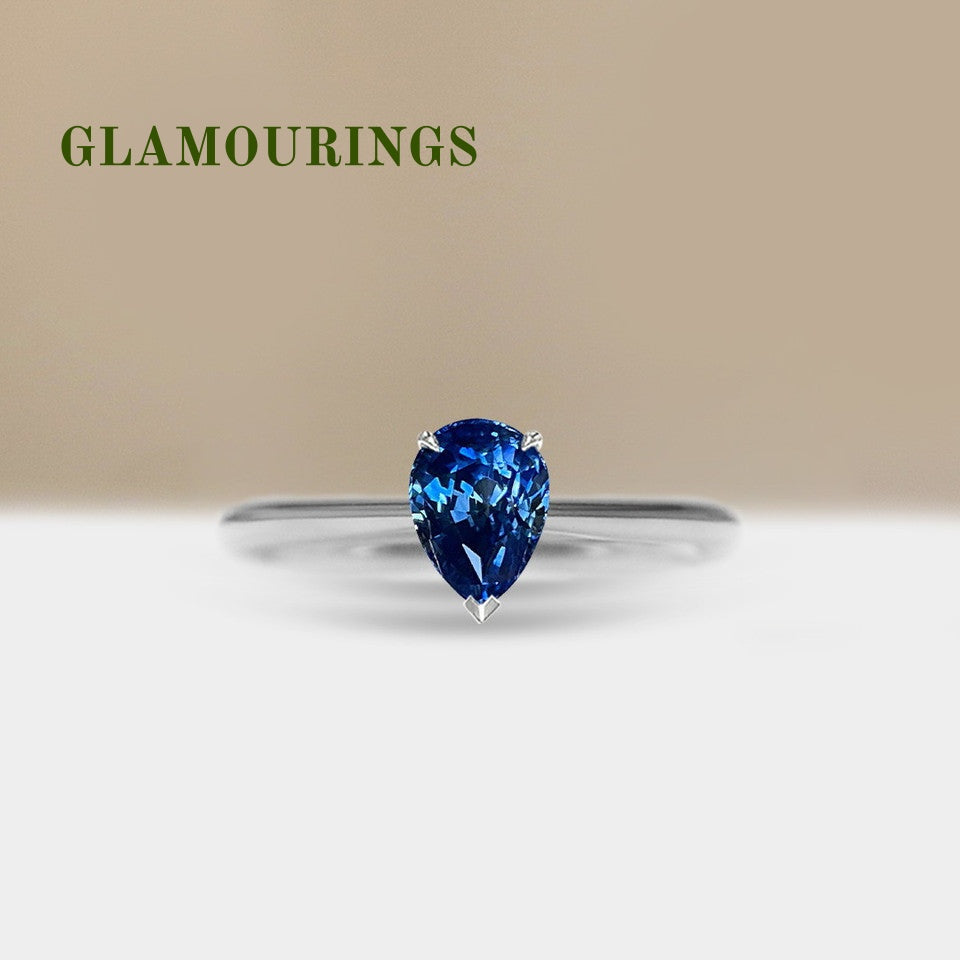 1.2ct Pear Blue Sapphire Engagement Ring