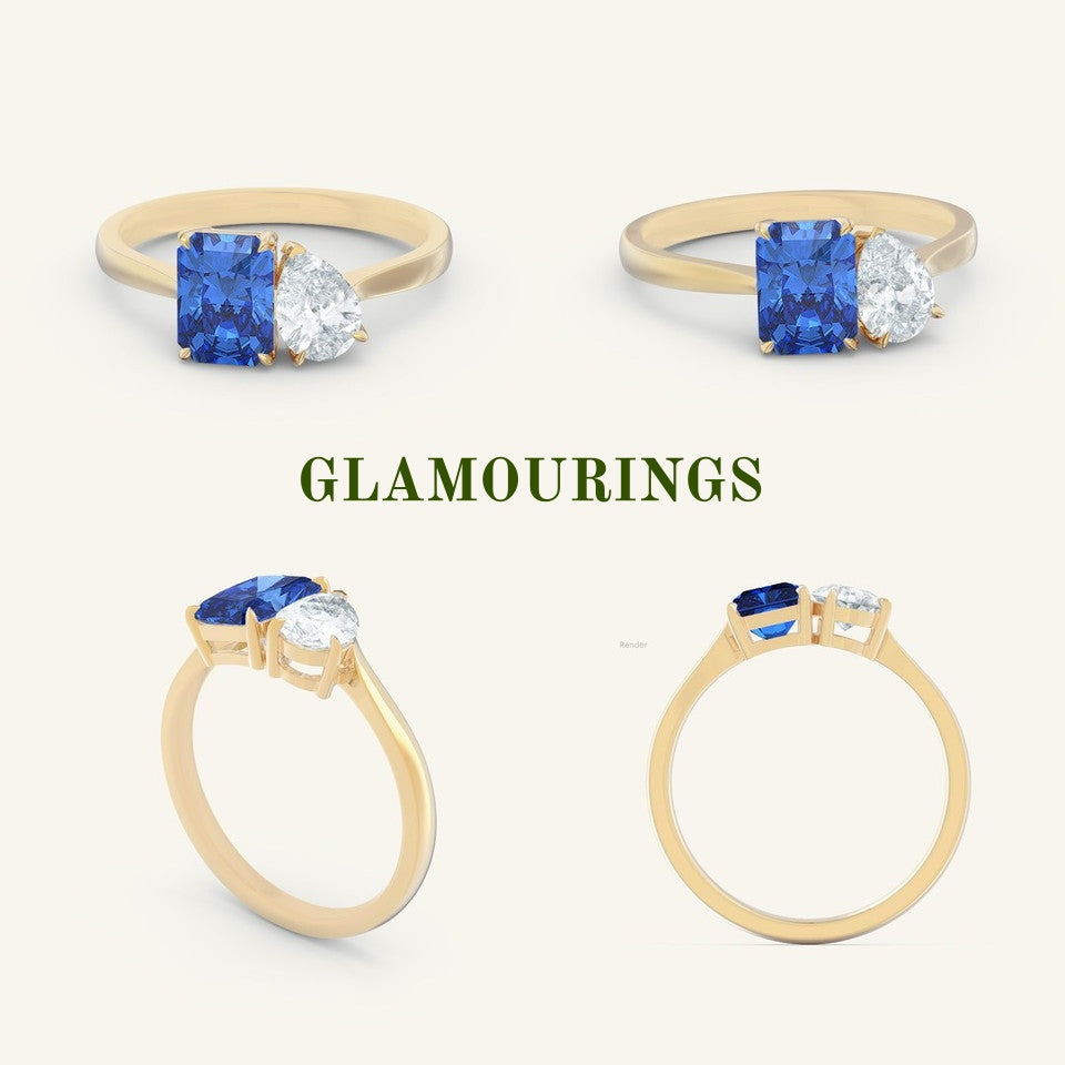 1.2ct Radiant Blue Sapphire Engagement Ring