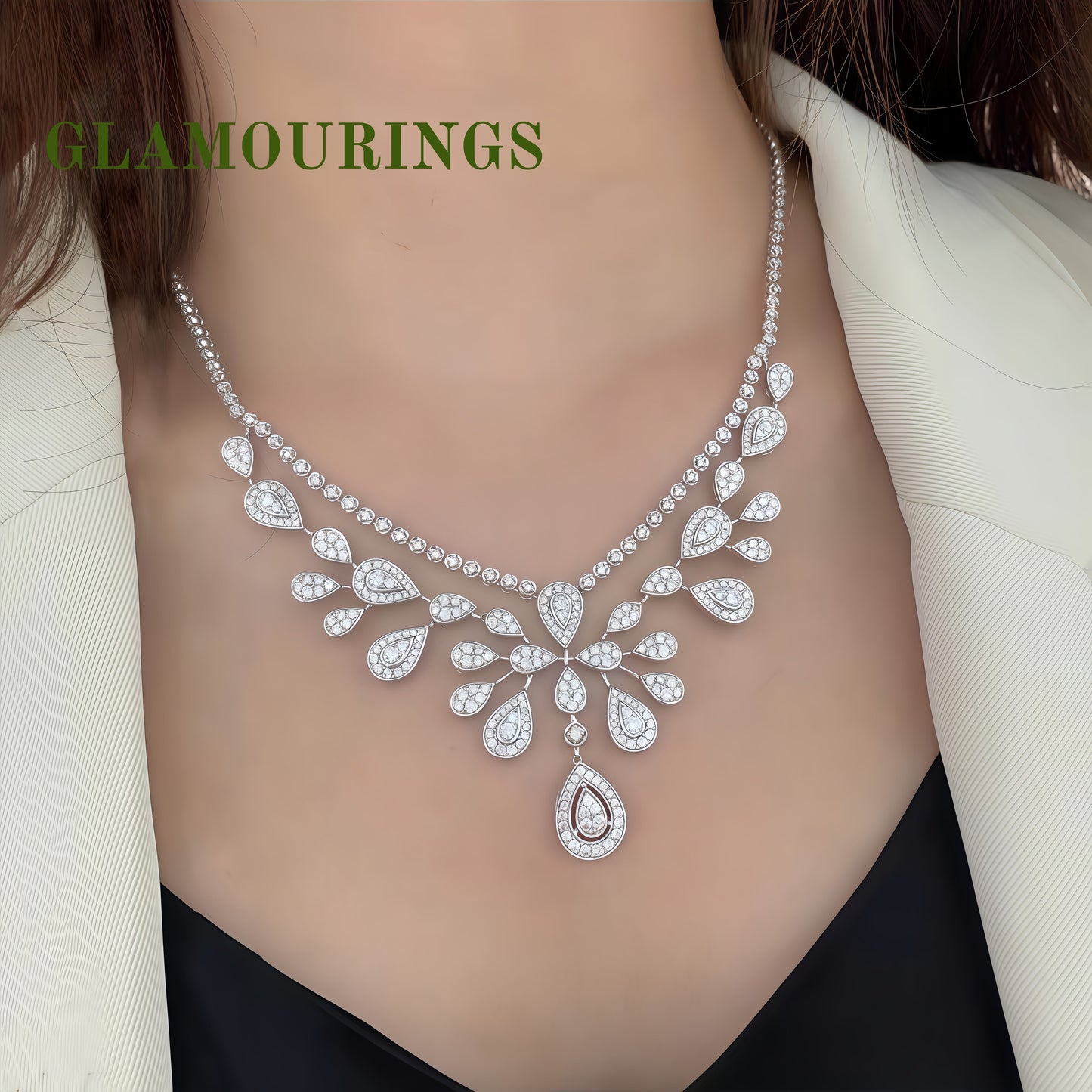 Pear-Shaped Blossom Moissanite Necklace