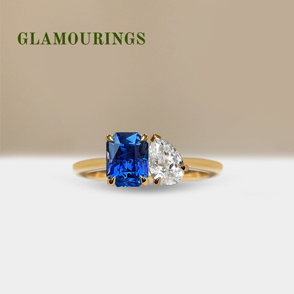1.2ct Radiant Blue Sapphire Engagement Ring