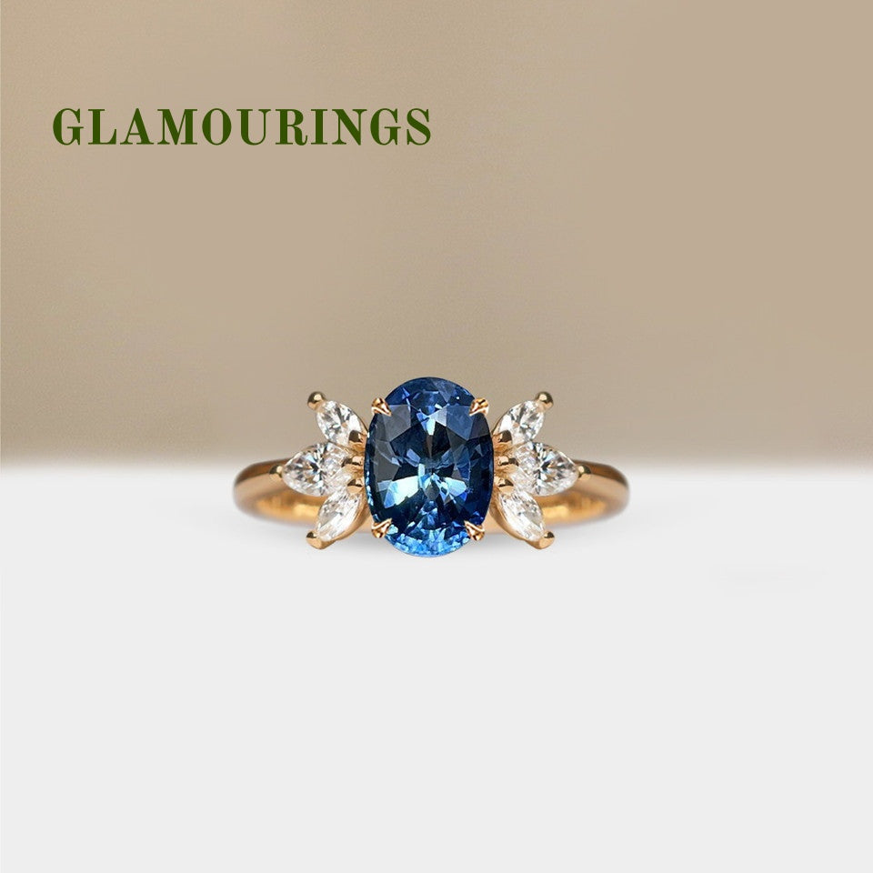 1.46ct Oval Blue Sapphire Engagement Ring
