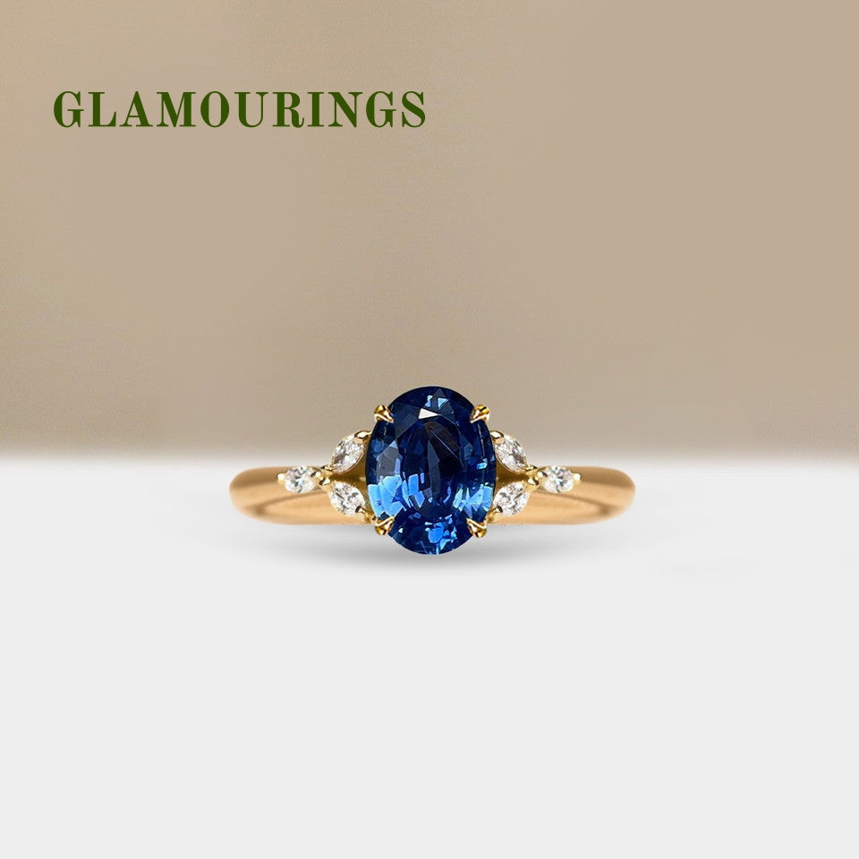 1.06ct Oval Blue Sapphire Engagement Ring