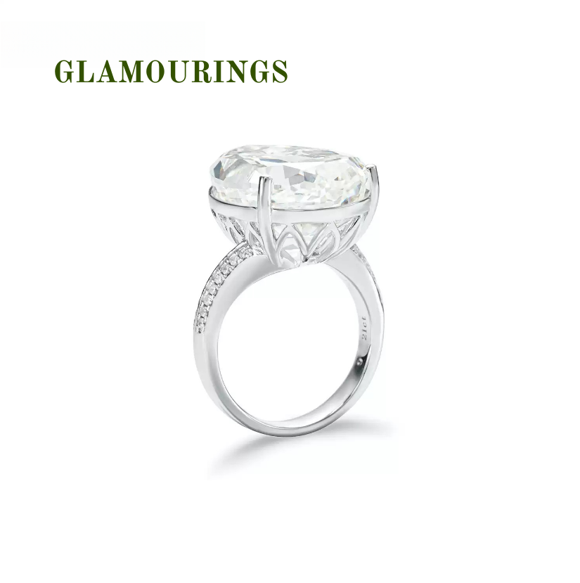 GLAMOURINGS teardrop-shaped large-carat diamond ring