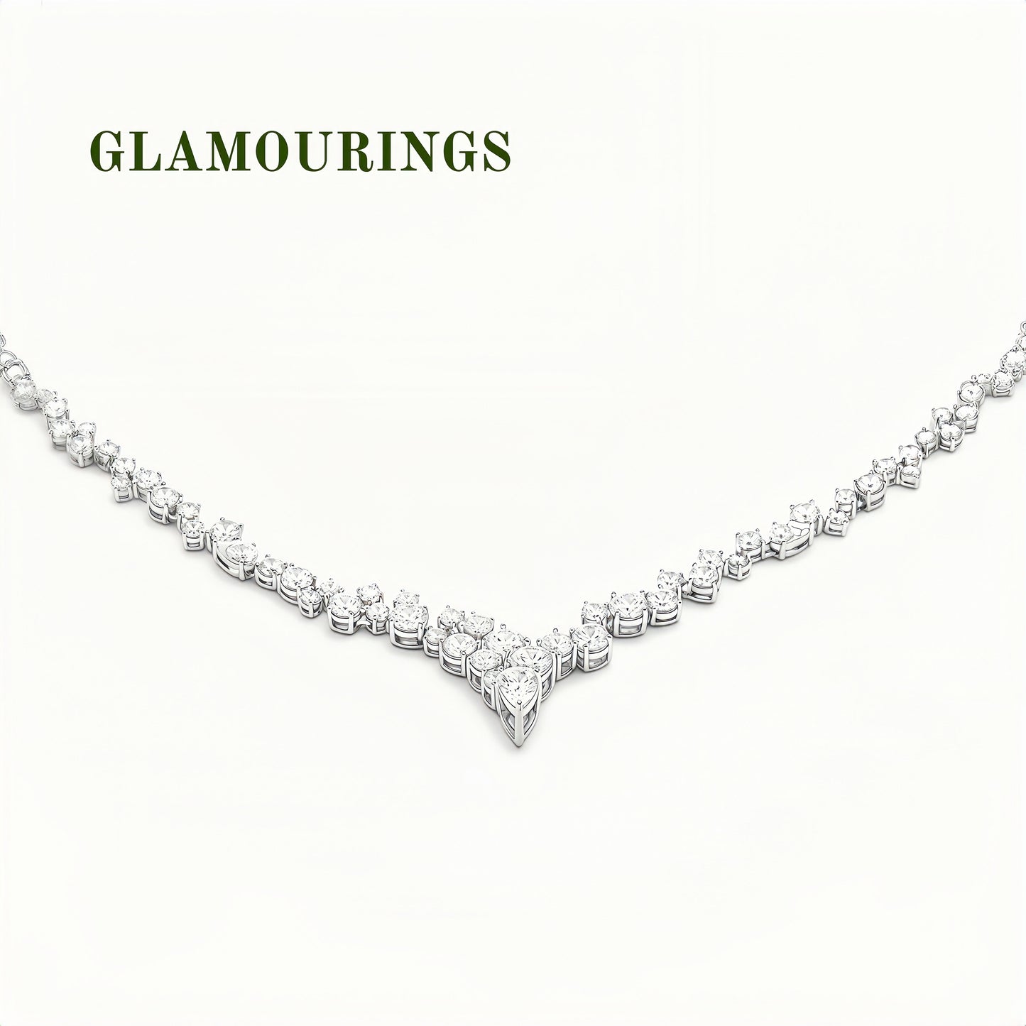 Elegant V-Shape Moissanite Tennis Necklace