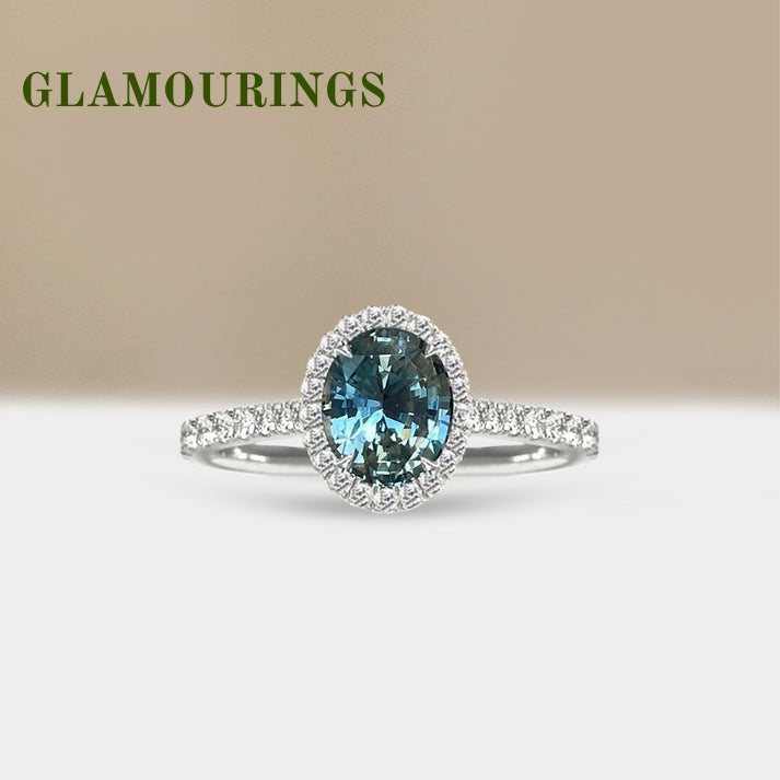 1.45ct Radiant Australian Parti Teal Sapphire Engagement Ring