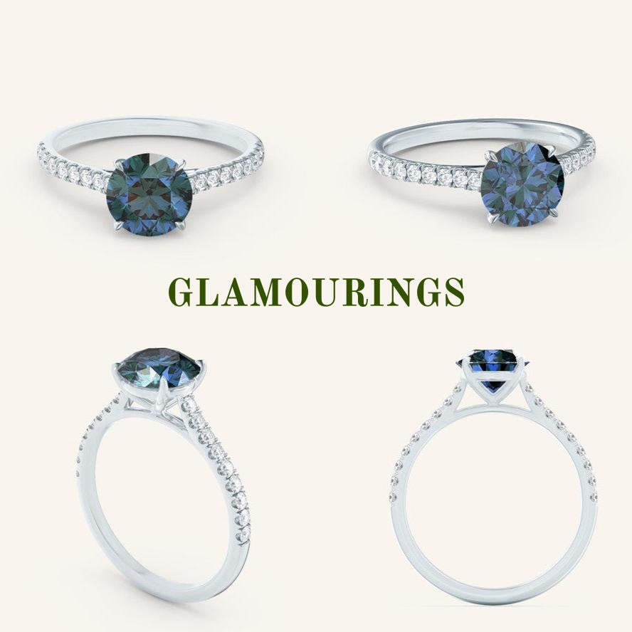 1.04ct Round Australian Parti Teal Sapphire Engagement Ring