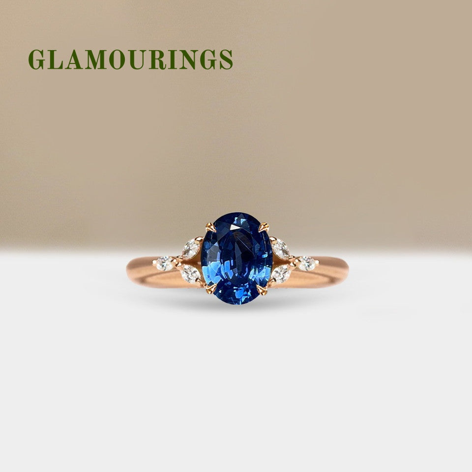 1.06ct Oval Blue Sapphire Engagement Ring