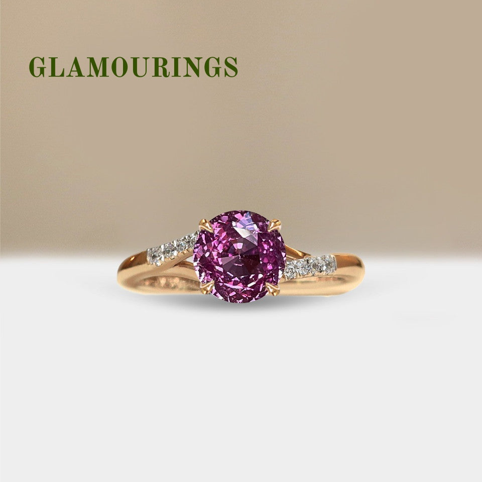 1.51ct Round Peach Sapphire Engagement Ring