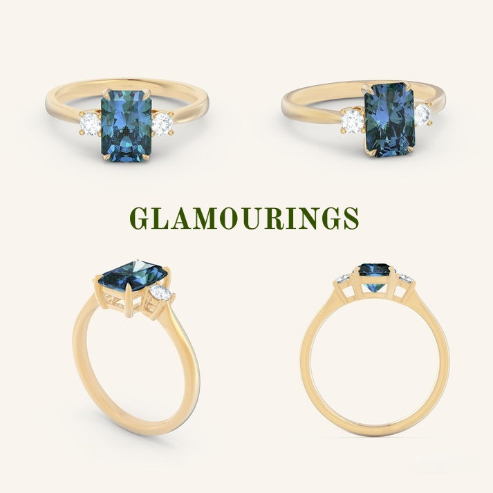 1.07ct Radiant Australian Parti Teal Sapphire Engagement Ring