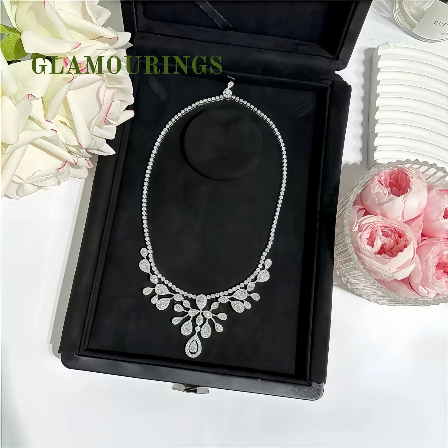 Pear-Shaped Blossom Moissanite Necklace