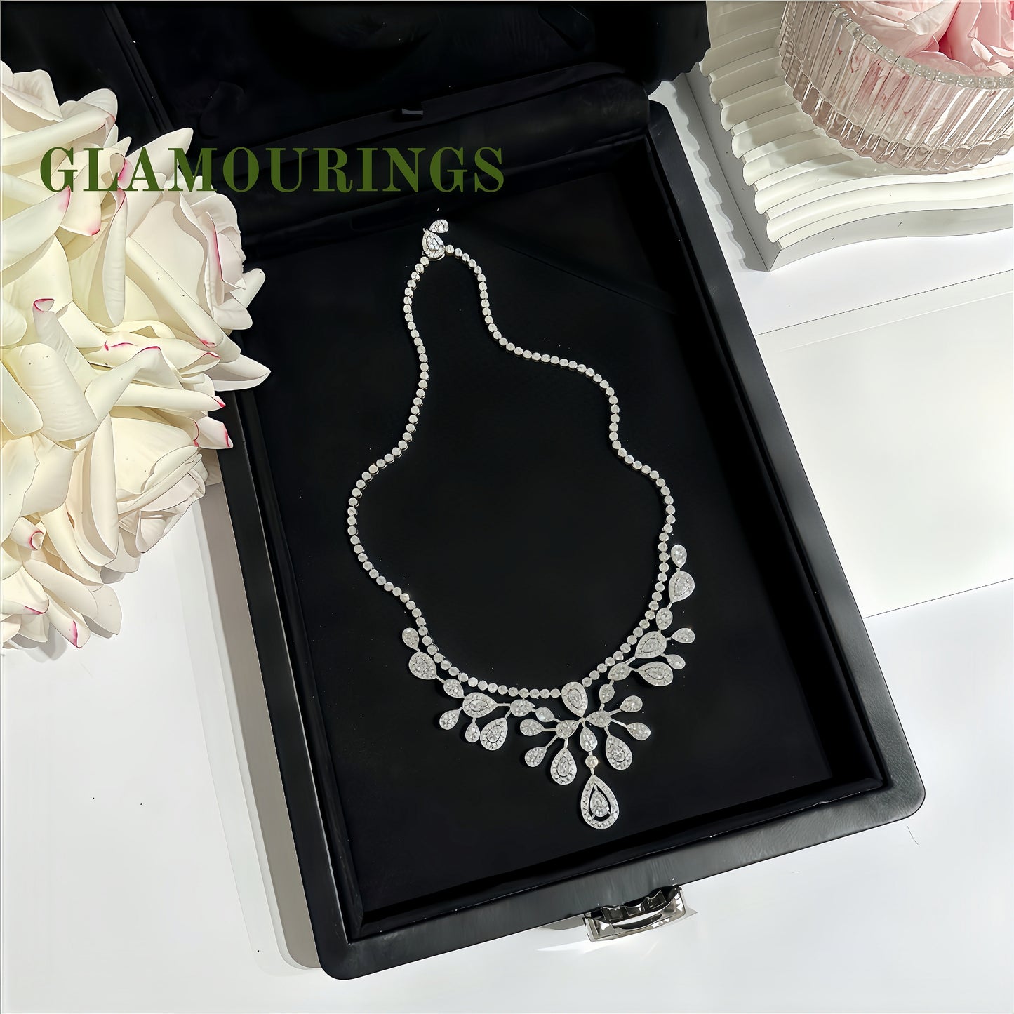 Pear-Shaped Blossom Moissanite Necklace