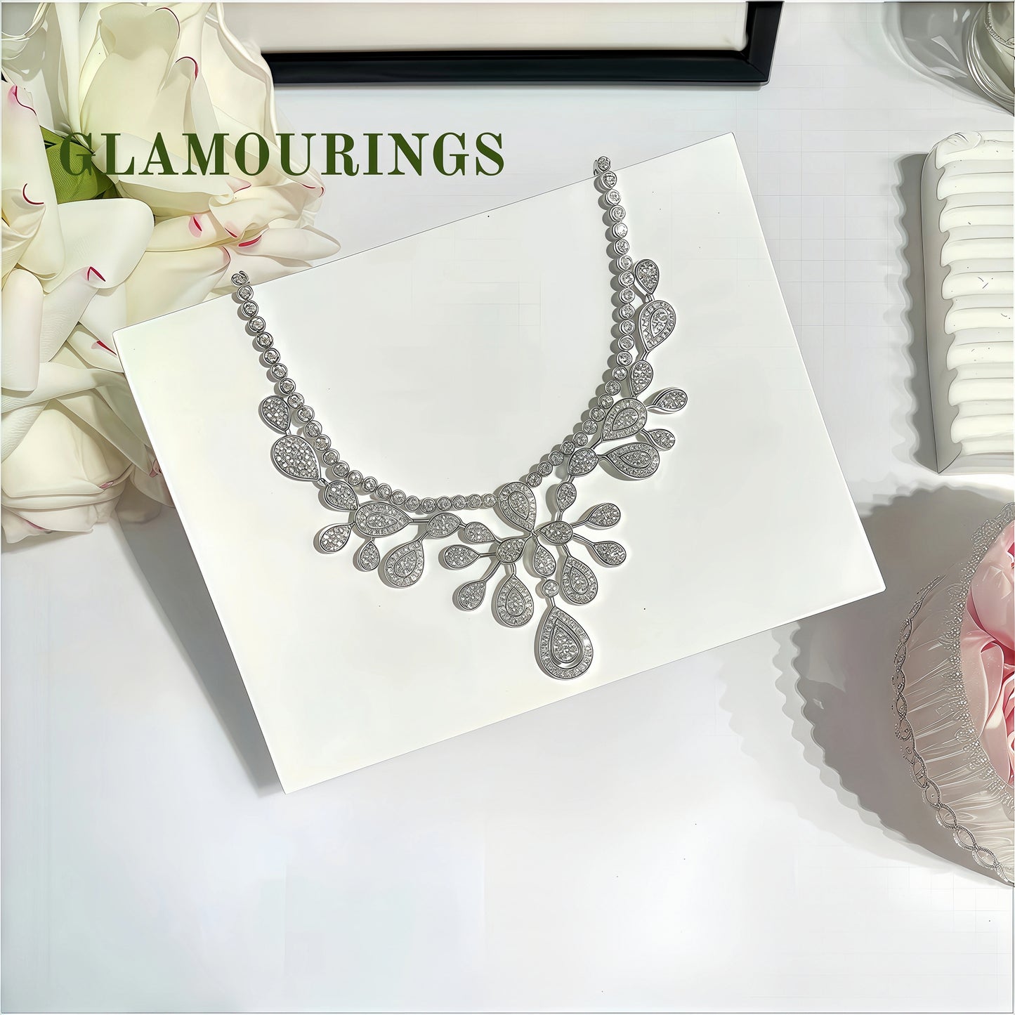 Pear-Shaped Blossom Moissanite Necklace